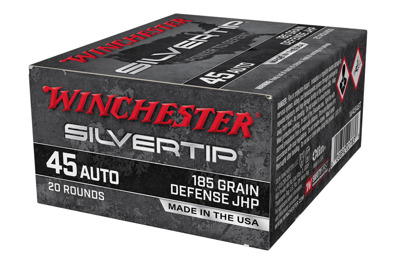 WINCHESTER AMMO 45 Auto 185 gr JHP Silver Tip 20/Box